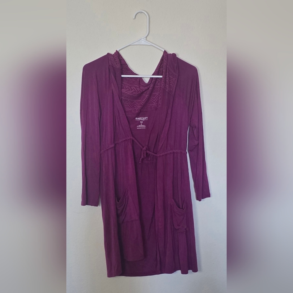 Torrid Super Soft Hooded Lace Hooded Knit Cardigan Burgundy Size 0